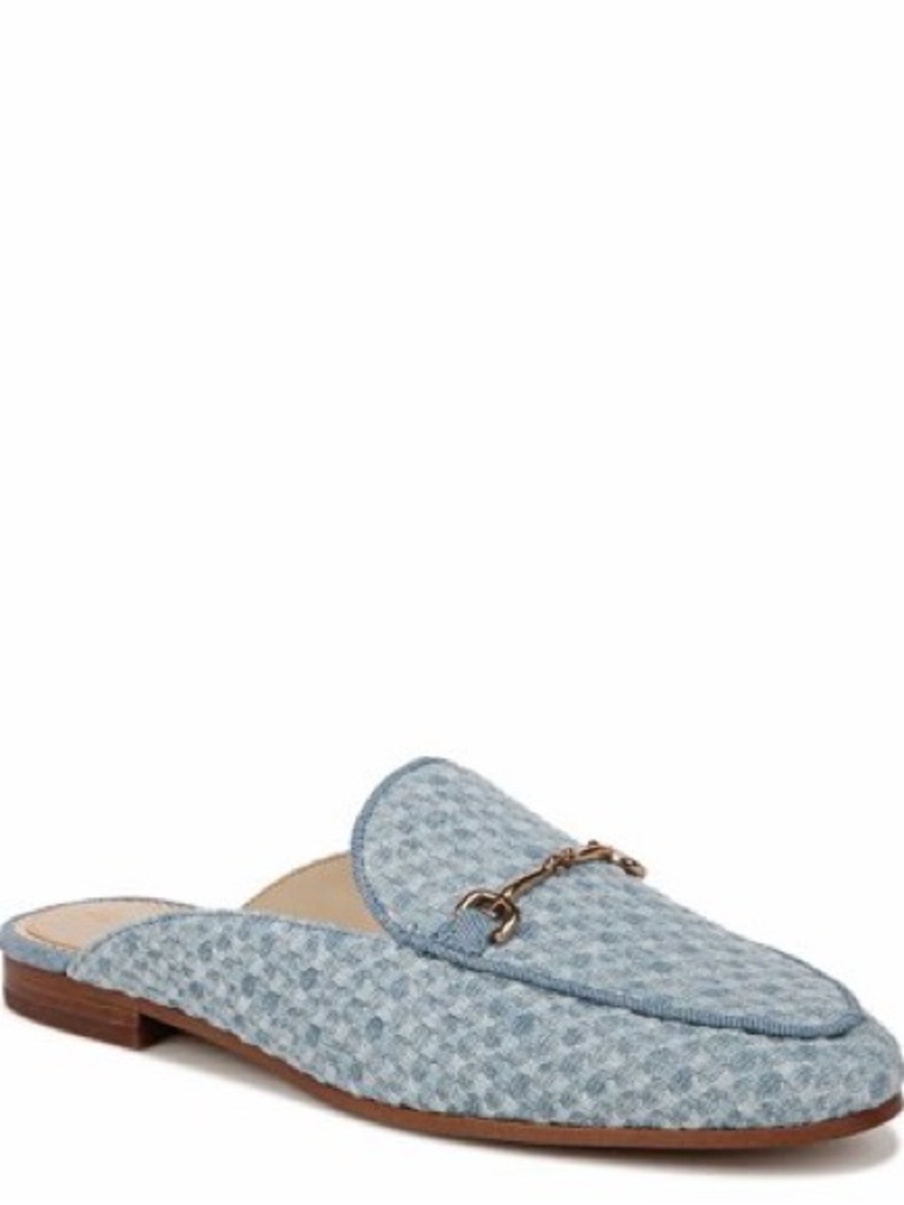 Sam Edelman Light Blue Woven Slip-On Mule with Gold Chain - Picture 7 of 7